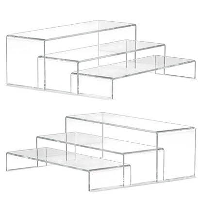 Lagre Acrylic Risers Display Stand - 3 Tier Clear Perfume Shelf Organizer, Cupcake Stand Holder, Tiered Dessert Display Table Set, Buffet Food Risers for Party and Event,Showcase Figurine, Collectible