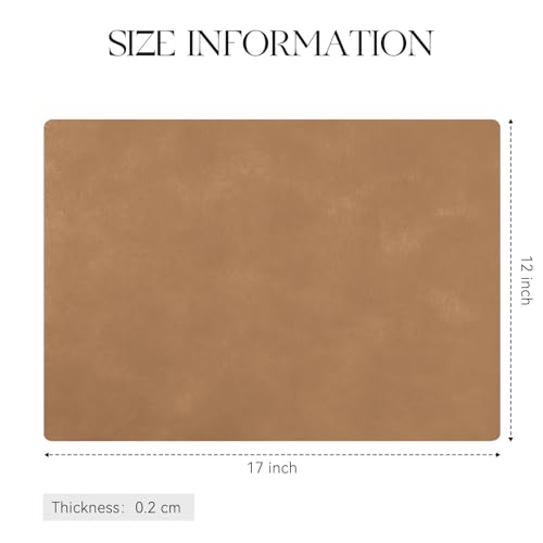 MOSAYT Vinyl Faux Leather Placemats, Set of 6, Camel - color: Camel