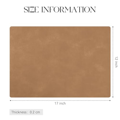 MOSAYT Vinyl Faux Leather Placemats, Set of 6, Camel - color: Camel