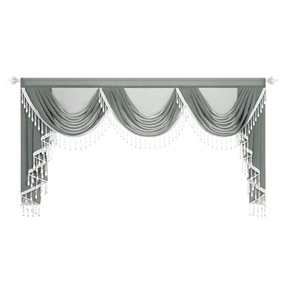 VOGOL Sheer Waterfall Valance with Tassels, 79 x 43, 1 Panel, Gray - color: Grey, size: 79"W x 43"L (Pack of 1)