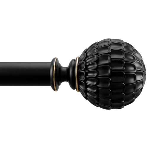 Ycolnaefllr Black Pinecone Curtain Rod, Farmhouse Heavy Duty, Fits 36-88" - color: Black, size: 36-88"