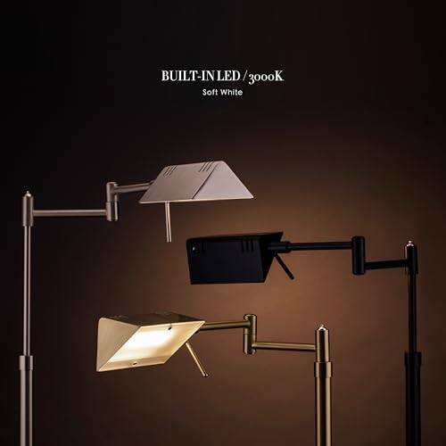 O'Bright Brook Adjustable Dimmable LED Pharmacy Floor Lamp, Brushed Nickel - color: Brushed Nickel