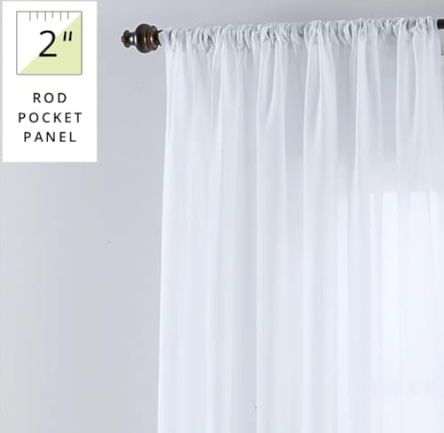 SmartSheer Thermoregulating Semi-Sheer Curtains – Energy-Saving Privacy Panels with UV Light Deflection, Heat & Cold Insulation (White, 63L x 59W, Single Panel) - color: White