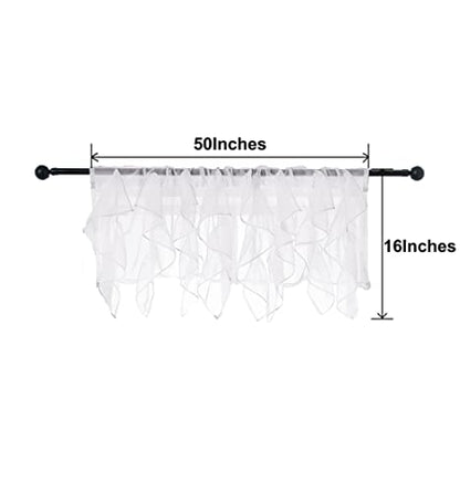 PearAge Ruffled Voile Semi Sheer Curtain Valance, Kitchen Living Room Shabby Chic Ruffle Valance Curtains, Girls Daughters Bedroom Cascade Window Valance Ivory 50x16 Inches - color: Ivory
