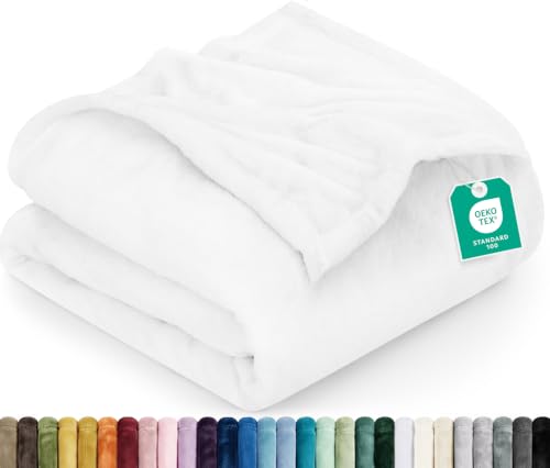 Utopia Bedding Soft Fleece Bed Blanket Throw XL Size White (50x70 Inch) - color: White, size: Throw XL (50x70 Inch)