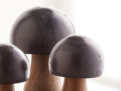Your Heart's Content Dark Black Wood Mushrooms, Set of 3 (Black Paint 3) - color: Black 3