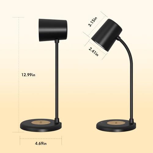 LED Desk Lamp with Speaker 3 Light Colors,Small Desk lamp - color: Black