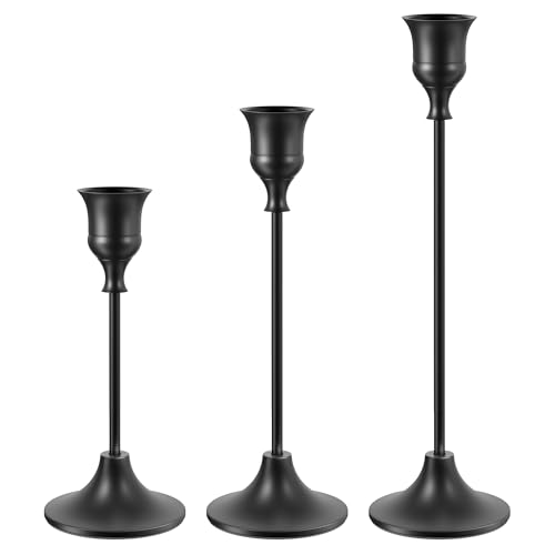 NLBTW Black Candlestick Holders, Metal Taper Candle Holder, Set of 3 - color: Black, size: 1 Set (3 Pcs)