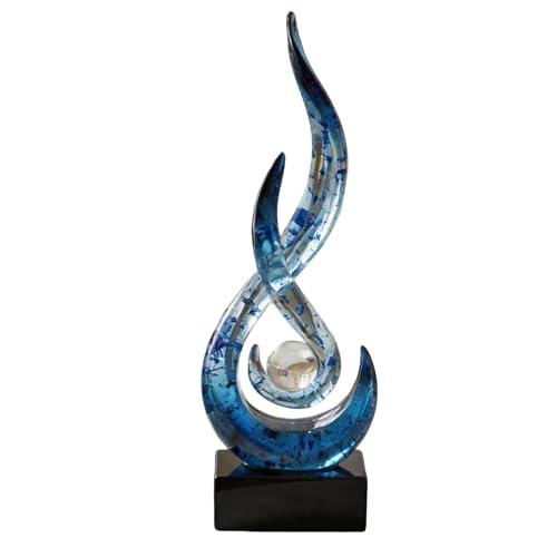 Modern Abstract Art Table Decoration,Resin Flame Statue Modern Centerpiece Ornaments for Living Room Great Gift Idea Home Decor,Collectibles (Blue foil) - color: Blue Foil