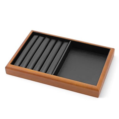 Oirlv Black Wood Jewelry Ring Display Tray - color: Black, size: 5 slot