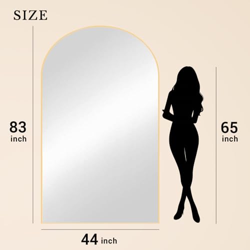 MISSDAY Oversized Full Length Mirror, Arched Floor Mirror 83" x 44", Gold