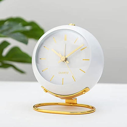 SHISEDECO Small Tableclocks Classic Non-Ticking Tabletop Alarm Clock,White - color: Rn-white