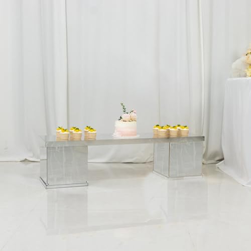 Efavormart Silver Plexiglass Connector Plate for Rectangular Pillar Pedestal Stands, 4mm Thick Mirror Finish Acrylic Table Top Bridge with Protective Film 46"x12" - size: 45.5'' Silver
