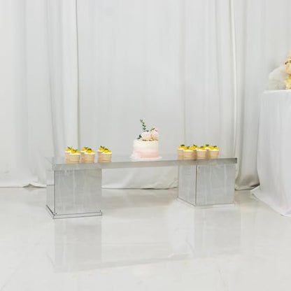 Efavormart Silver Plexiglass Connector Plate for Rectangular Pillar Pedestal Stands, 4mm Thick Mirror Finish Acrylic Table Top Bridge with Protective Film 46"x12" - size: 45.5'' Silver