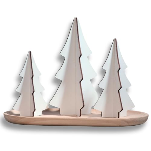 Your Heart's Content Set of 3 Soft Ivory Interlocking Tree Figurines, Sustainable Holiday Decor, Vintage Off-White Mantel Valentine Accent, Winter Tabletop (Set 3 Soft Ivory) - color: Set 3 Soft Ivory
