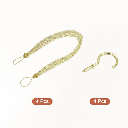uxcell 4Pcs Curtain Tiebacks, 58cm/23 Braided Drapery Holdback Holder Decorative Rope Tie Back, Gold/Mixed Silver - color: Gold