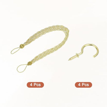 uxcell 4Pcs Curtain Tiebacks, 58cm/23 Braided Drapery Holdback Holder Decorative Rope Tie Back, Gold/Mixed Silver - color: Gold