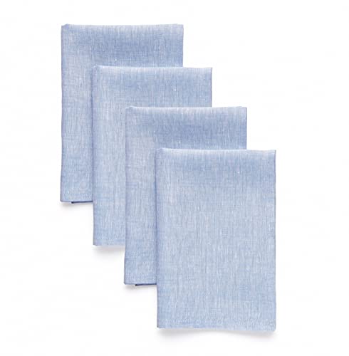 Solino Home 100% 리넨 냅킨 샴브레이 블루, 아테나 50.8 x 50.8cm(20 x 20인치), 4개 세트 - color: 05: 블루 샴브레이, size: 20" x 20" (Set of 4)