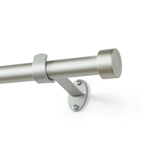 Serena Single Curtain Rod with Contemporary Cap Finial, Polished Nickel - 32"W x 142"L - color: Polished Nickel, size: 32"W x 142"L