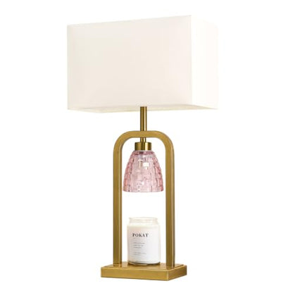 PoKat 21.5'' Pink Table Lamp with Candle Warmer & Gift Box for Bedroom - color: Set of 1 - Pink