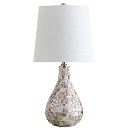 JONATHAN Y Mona Coastal Mini LED Table Lamp 20.5" Bedside, Seashell - color: Seashell