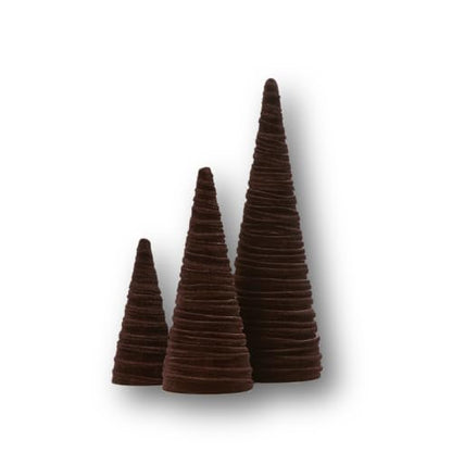 Set of 3 Velvet Cones Modern Christmas Tree (Chocolate Brown Set of 3) - color: Chocolate Brown