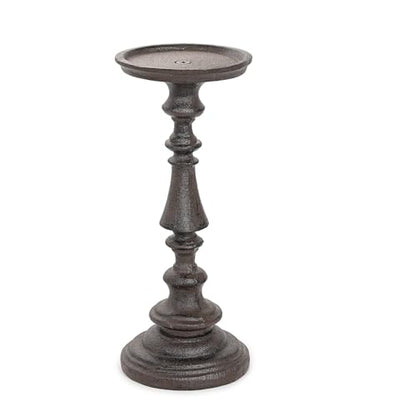 Sungmor Rustic Cast Iron Pillar Candle Holder, 9.6 Inches Tall - color: Large - 9.4inch Tall