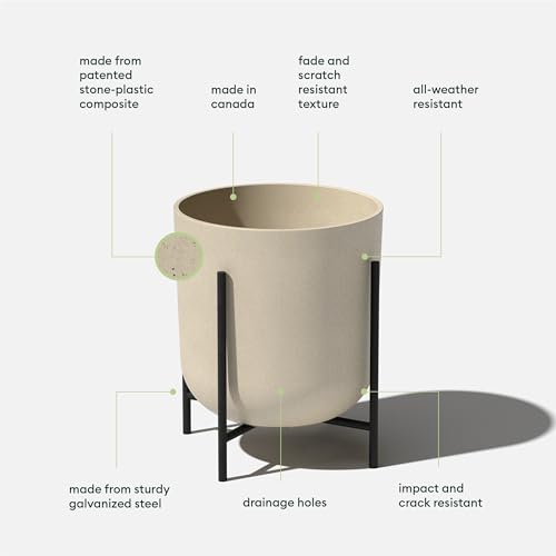 Veradek Mason Series Raised Lima Planter - Round Planter with Stand - color: Sand, size: 15 inch - 2 Pack