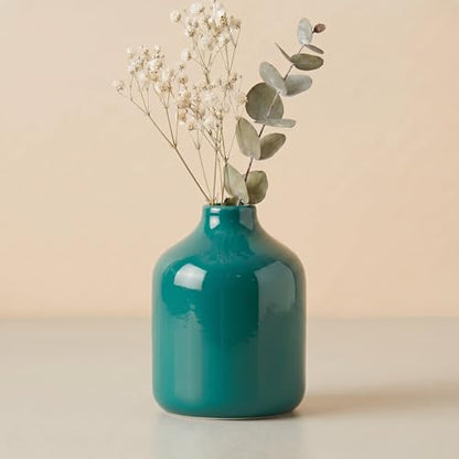 Sunddo Small Green Ceramic Bud Vase, 4 Inch - color: Dark Green, size: 4 inch