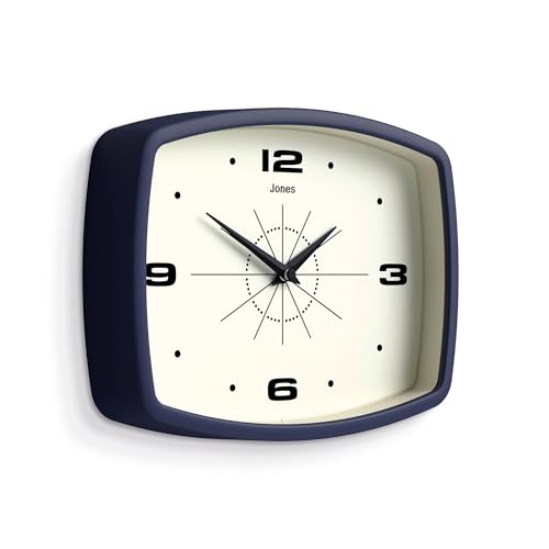 JONES CLOCKS® Movie wall Clock | Rectangular Retro Clock | 10" | Navy Blue - color: Midnight Blue