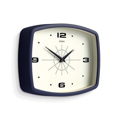 JONES CLOCKS® Movie wall Clock | Rectangular Retro Clock | 10" | Navy Blue - color: Midnight Blue