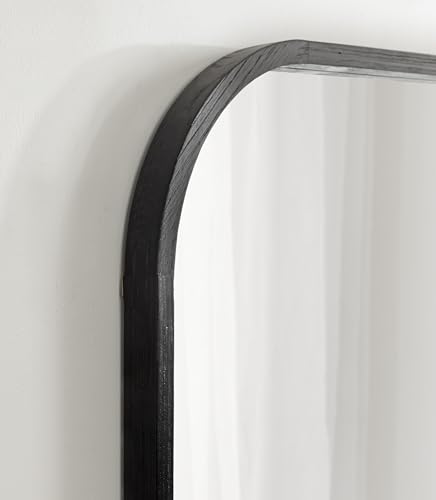 Kate and Laurel Occonor Modern Wooden Arched Mirror, 36 x 28, Black, Transitional Arch Wall Mirror with Geometric Shape for Use as Bathroom Mirror for Vanity or Fireplace Mantel Mirror