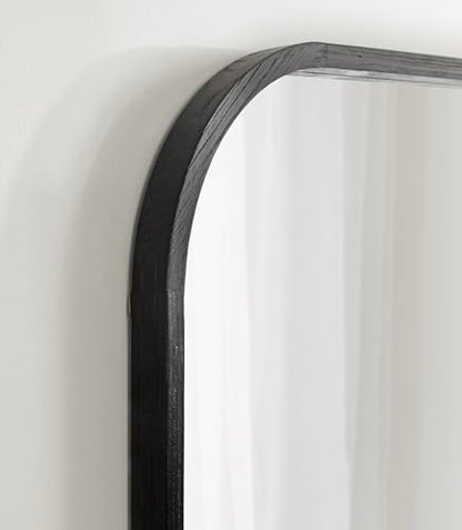 Kate and Laurel Occonor Modern Wooden Arched Mirror, 36 x 28, Black, Transitional Arch Wall Mirror with Geometric Shape for Use as Bathroom Mirror for Vanity or Fireplace Mantel Mirror