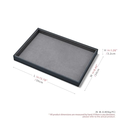 Grey Microfiber Flat Jewelry Catchall Display Organizer Tray - size: 1 Grid