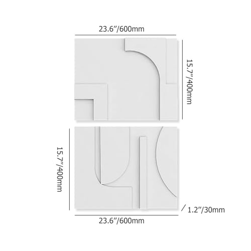 homary 2-Piece White Japandi 3D Abstract Wall Art Set – Modern Minimalist Carved Wall Sculpture for Living Room & Office (White, 23.6" W x 1.2" D x 15.7" H, Wall Art) - color: White-1
