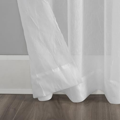No. 918 Erica Crushed Sheer Voile Grommet Curtain Panel 84.00" x 51.00" - color: White, size: 51"W x 84"L (Pack of 1)