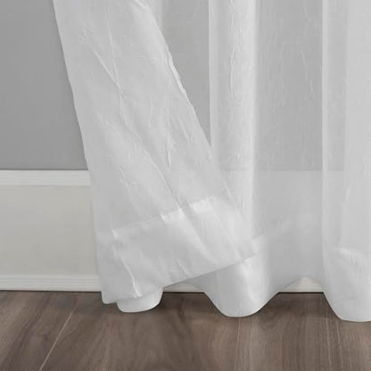 No. 918 Erica Crushed Sheer Voile Grommet Curtain Panel - color: White, size: 51"W x 63"L (Pack of 1)