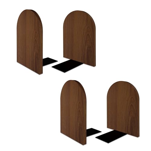 Myluxi Wooden Bookends for Shelves,Heavy Duty Walnut Book End 7x5x4in 2Pair - color: Round-2pair