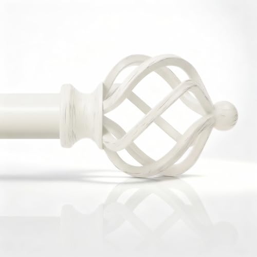 1" Farmhouse Heavy Duty Curtain Rods for Windows,Adjust 36-88",White - color: Antique White, size: 36-88 Inch & 1 Pack