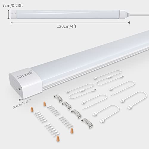 Airand Utility LED Shop Light Fixture 2PCS 4FT Linkable Plug in LED Tube Light for Kitchen Bathroom Garage Basement Office, Long LED Shoplight, Corded Electric with ON/Off Switch, IP66 Waterproofing - size: 4FT/2PCS