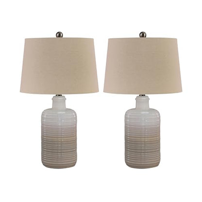Signature Design by Ashley 25 in Ceramic Table Lamp Set of 2, Taupe - color: Taupe