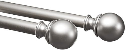 Amazon Basics Adjustable Heavy Duty Curtain Rod for Windows, Round Finials, 1-Inch Rod, 72" to 144", Nickel, 1-Pack - color: Nickel, size: 72" to 144"