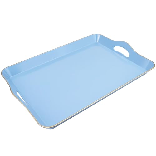 Spsyrine Light Blue Decorative Tray, Elegant Plastic Serving Tray with Handles, Coffee Table Tray for Ottoman, Living Room, Home Decor - color: Light Blue