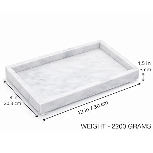 Natural White Marble Tray, 12" x 8", Rectangular - color: White, size: 8" x 12" x 1.5"