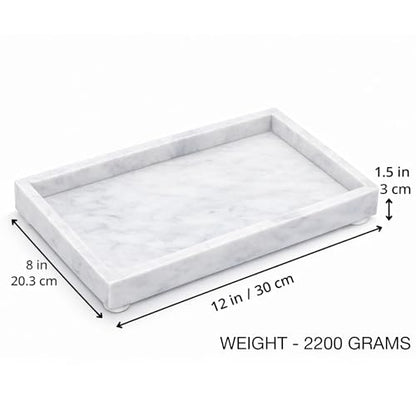 Natural White Marble Tray, 12" x 8", Rectangular - color: White, size: 8" x 12" x 1.5"