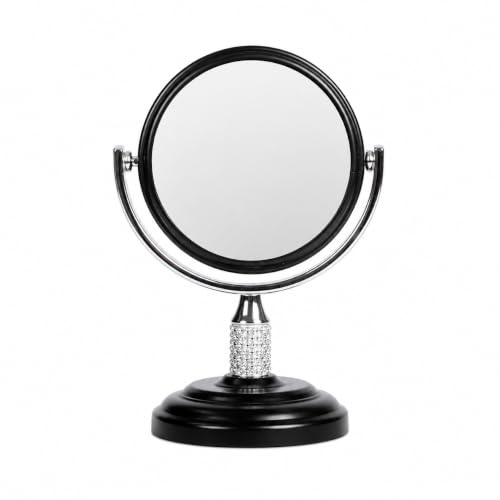 Zahari Home Galvin Double Sided Makeup Mirror with Stand, Desk Vanity Mirror 1X/3X Magnification, 360 Degree Swirl, 5.60 inch Black - color: Black, size: 5.6"L x 3.8"W