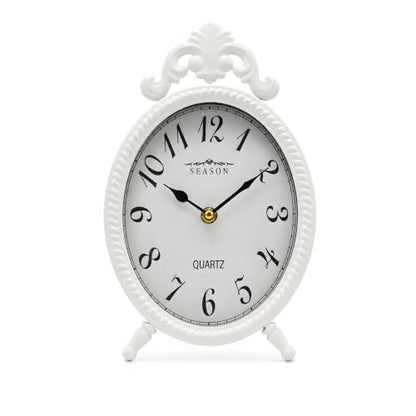 French Style White Table Clock, 10.8-Inch Silent Mantel & Wall Clock - color: White
