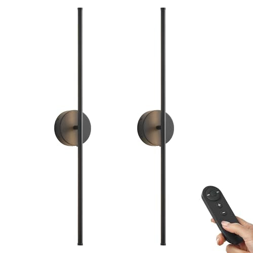 KARTOOSH Battery Operated Wall Sconces Set of Two Wireless Wall Lights - color: Black, size: 40.1 Inches