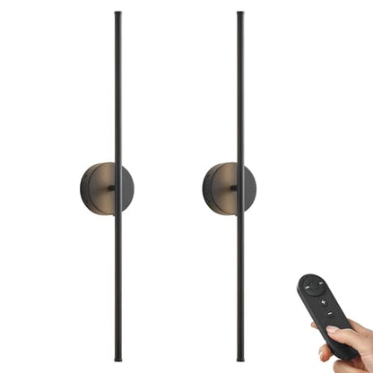 KARTOOSH Battery Operated Wall Sconces Set of Two Wireless Wall Lights - color: Black, size: 40.1 Inches