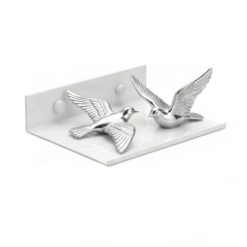 Z metnal Small Adhesive Floating Shelves, Mini Metal Shelf, Decor Display Wall Shelf, Aluminum, Wall Mounted, Matt White, 6 inch,1 pc - color: White, size: 6 inch